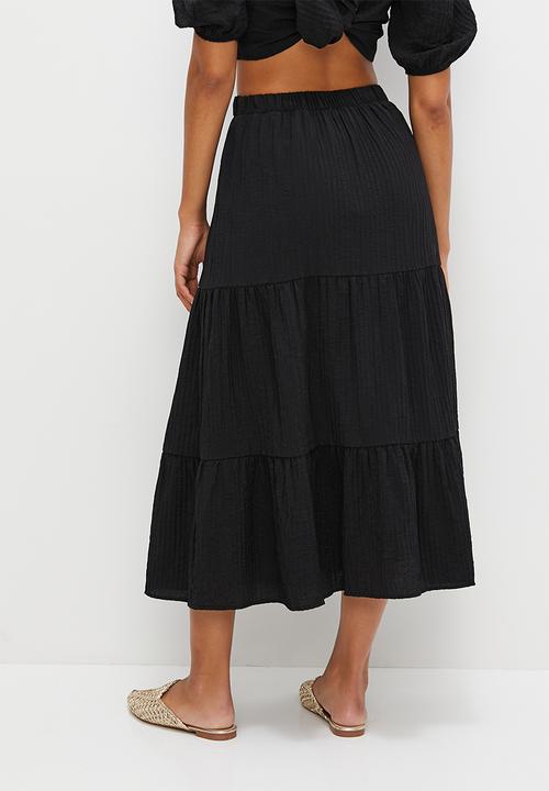 MILLA - Co-ord textured midi skirt - black