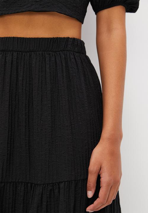 MILLA - Co-ord textured midi skirt - black