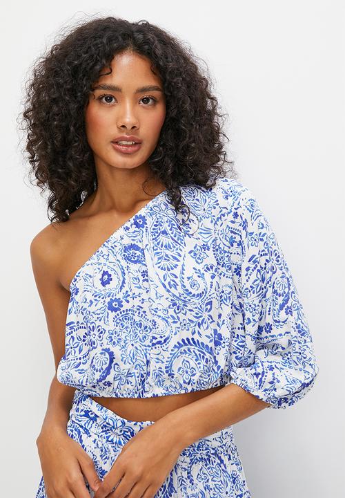 MILLA - Co-ord asymmetric top - blue paisley