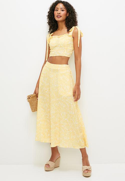 MILLA - Co-ord circle midi skirt - yellow daisy