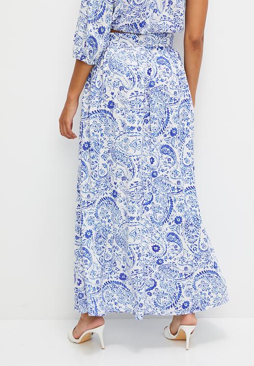 MILLA - Co-ord a-line maxi skirt - blue paisley