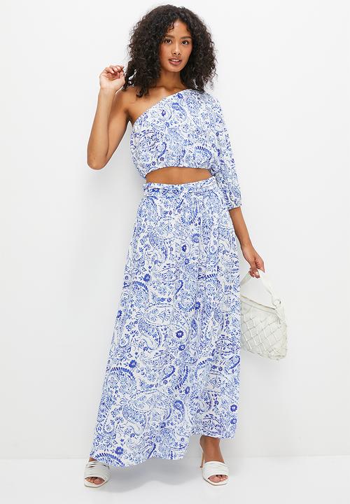 MILLA - Co-ord a-line maxi skirt - blue paisley