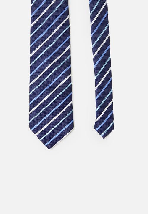 basicthread - Diagonal stripe tie - blue & white 