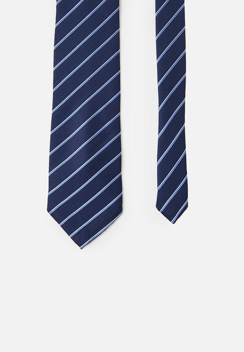 basicthread - Diagonal stripe tie - blue