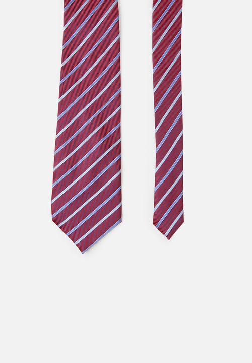 basicthread - Diagonal stripe tie - burgundy