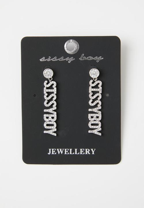 SISSY BOY - Diamante dropped earring - silver