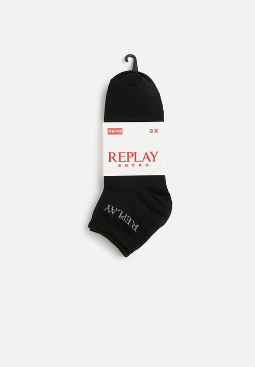 Replay - Replay low cut 3 pack socks - black