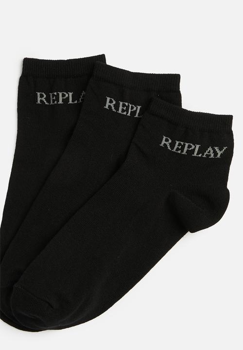 Replay - Replay low cut 3 pack socks - black