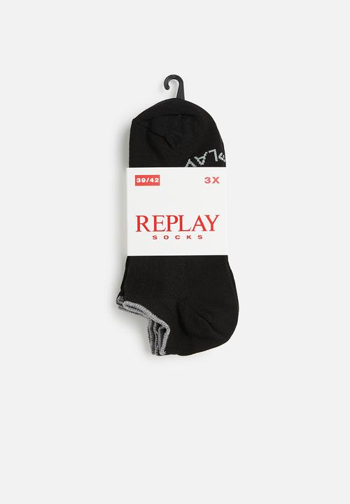 Replay - Replay liner ultralight 3 pack socks  - black & grey