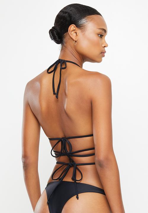 SISSY BOY - Virosa: bikini top with ring and wrap tie detailing - black