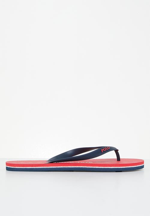 POLO - Colour block stripe flip flop - red