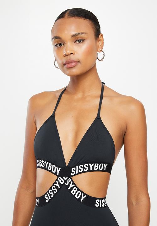 SISSY BOY - Brandy: one piece swim with branded elastic detailing - black