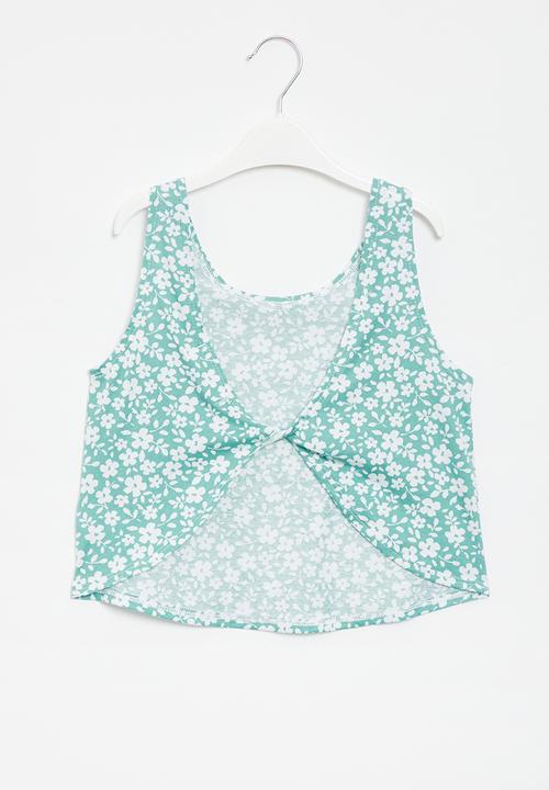 Superbalist - Top with twist back detail - sage print