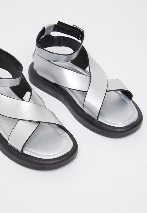 Rebel Republic - Girls crossover strap sandal - silver