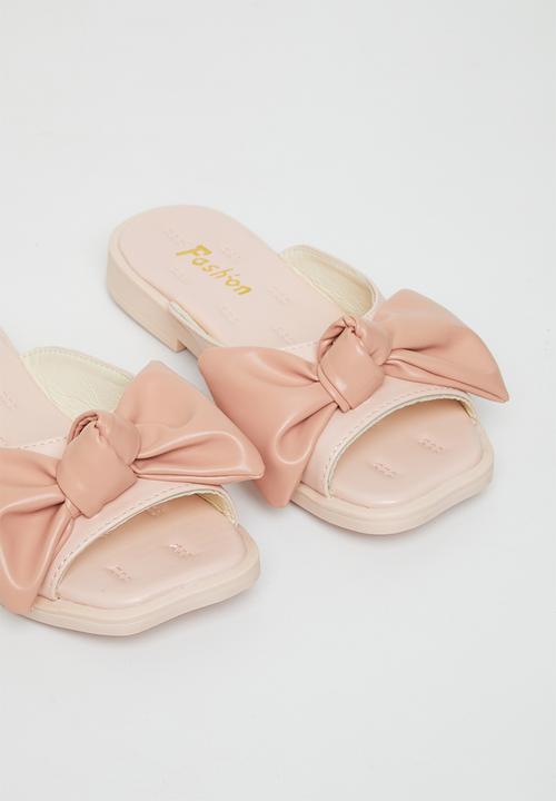 Rebel Republic - Girls bow slides - pink