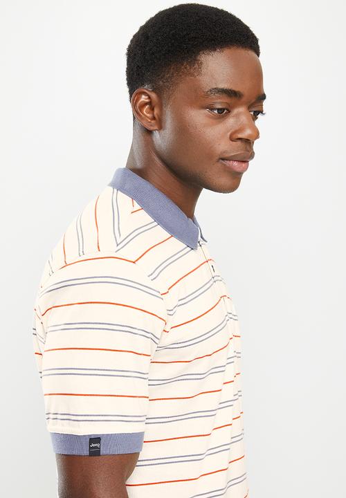 JEEP - Yd multi stripe golfer  - oxyfire & blue multi