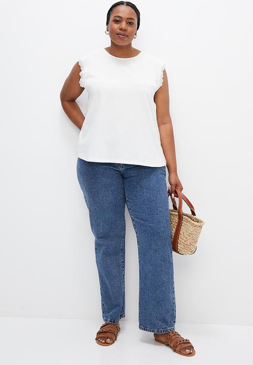 edit Plus - Lace trim grown on sleeve - milk
