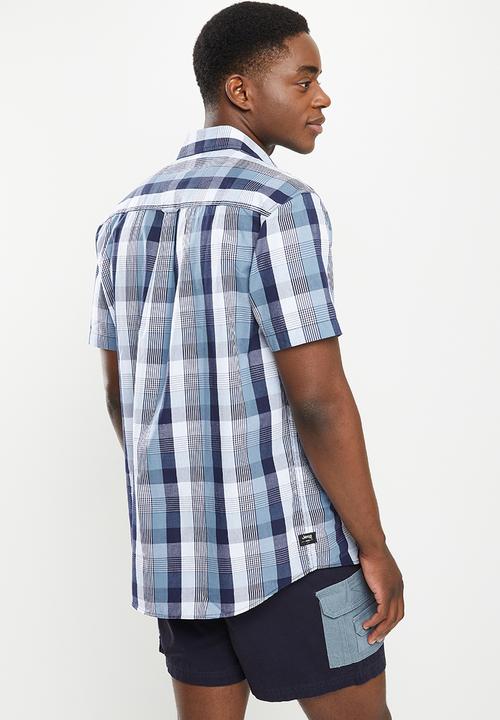 JEEP - Short sleeve yarn dyed check - navy & vintage blue