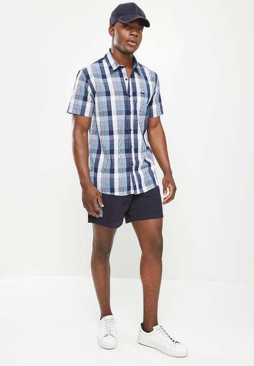 JEEP - Short sleeve yarn dyed check - navy & vintage blue