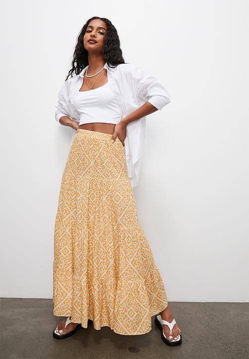 Superbalist - Tiered maxi skirt - orange tile