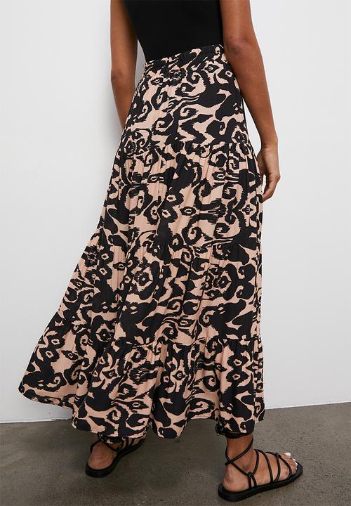 Superbalist - Tiered maxi skirt - sketched ikat