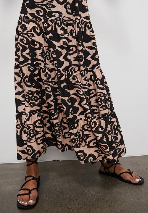 Superbalist - Tiered maxi skirt - sketched ikat