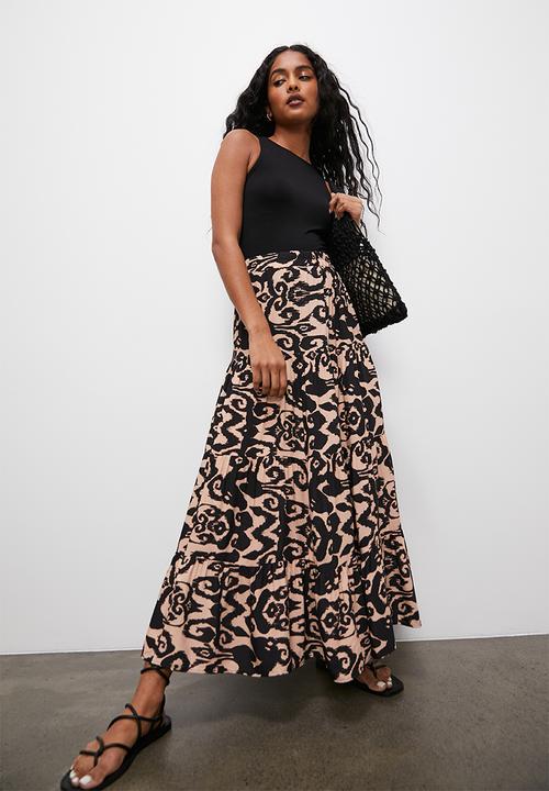 Superbalist - Tiered maxi skirt - sketched ikat