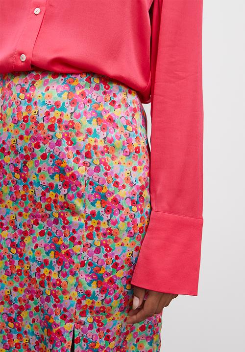 Superbalist - Side slit midi skirt - watercolour ditsy