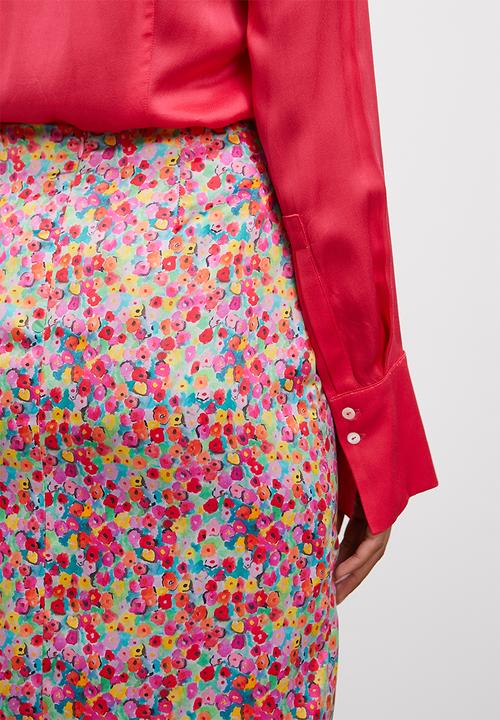 Superbalist - Side slit midi skirt - watercolour ditsy