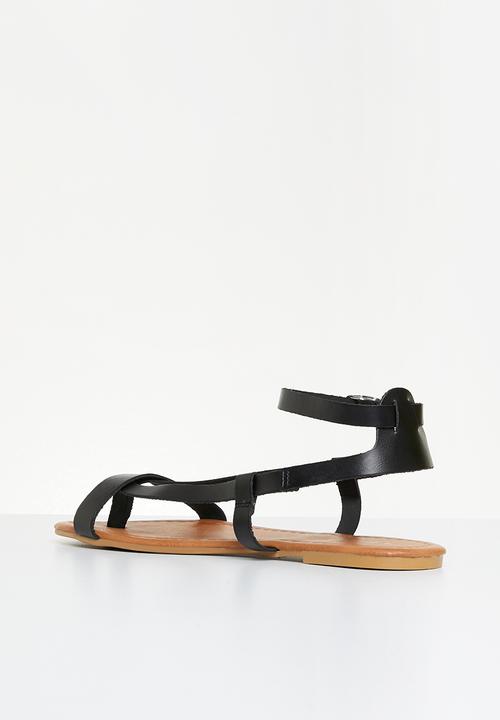 Superbalist - Stace leather ankle strap sandal - black