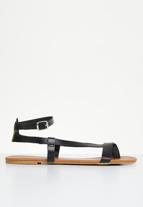 Superbalist - Stace leather ankle strap sandal - black