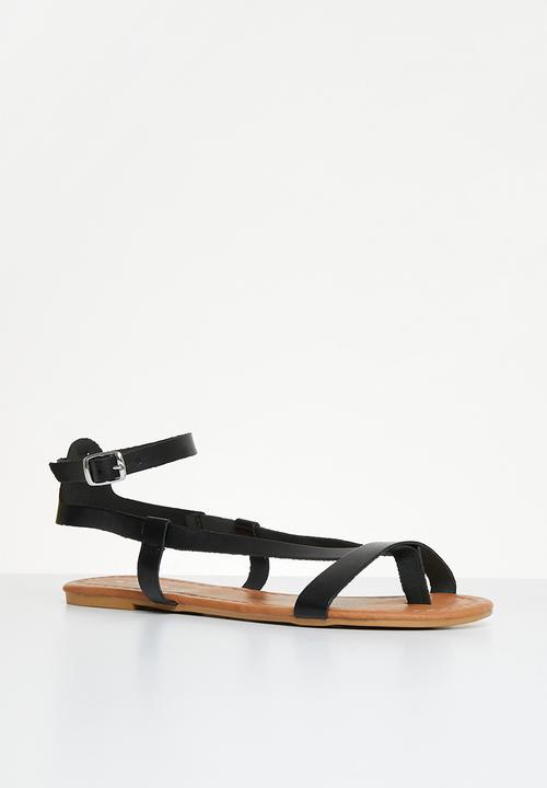 Superbalist - Stace leather ankle strap sandal - black