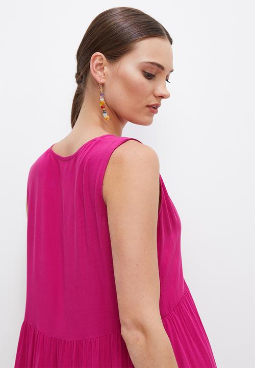 edit - Grecian built up tiered maxi - hot magenta