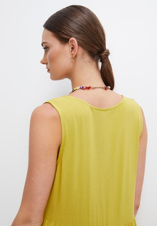 edit - Grecian built up tiered maxi - golden lime