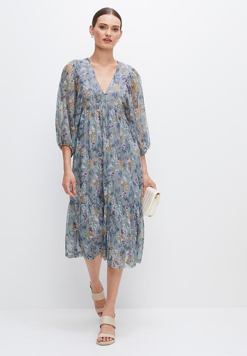 edit - Mesh peasant dress - greys botanical