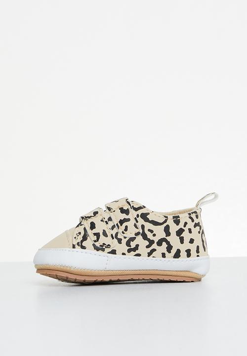 Pop Candy - Baby animal print bootie - stone & black