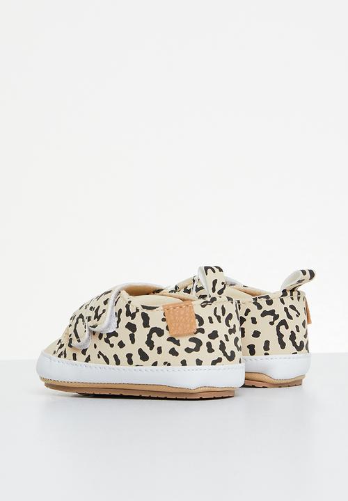 Pop Candy - Baby animal print bootie - stone & black