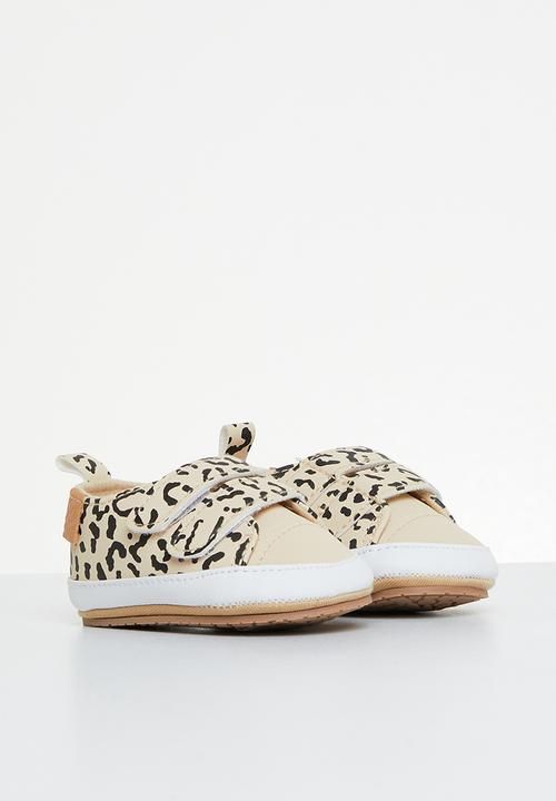 Pop Candy - Baby animal print bootie - stone & black