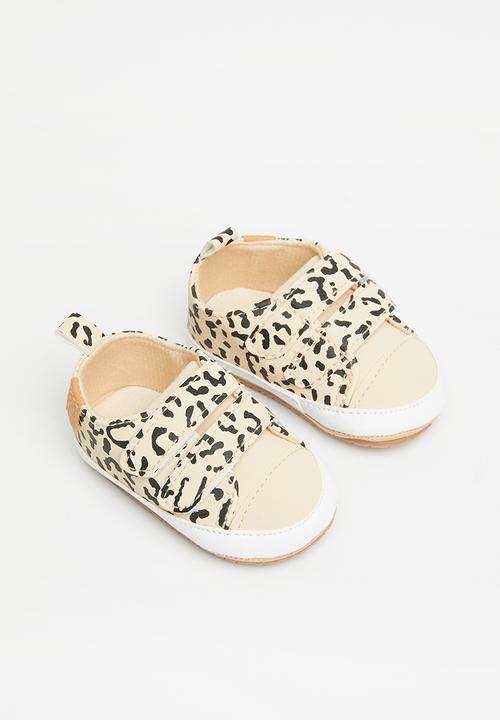 Pop Candy - Baby animal print bootie - stone & black