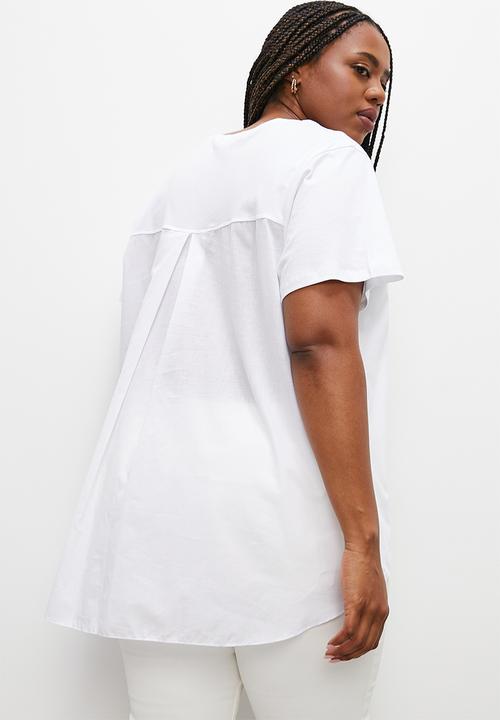 Superbalist - Oversized mixmedia tee - white