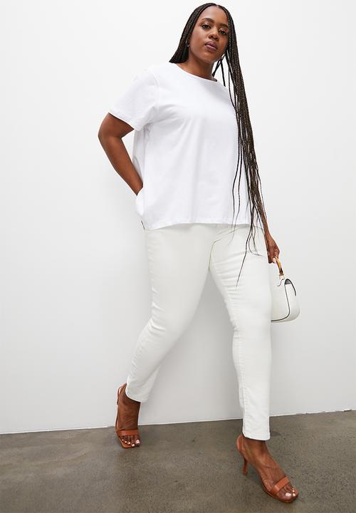 Superbalist - Oversized mixmedia tee - white