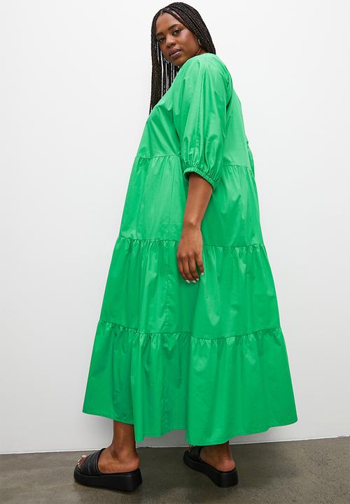 Superbalist - Tiered midi dress - green