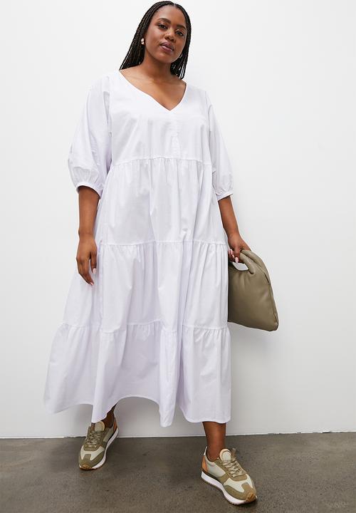 Superbalist - Tiered midi dress - white