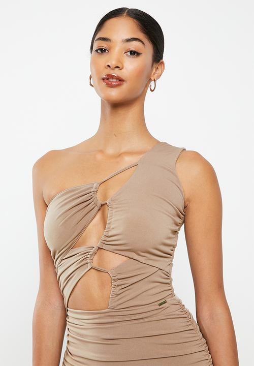 SISSY BOY - Show up: asymmetric mini with cut out details - cumin