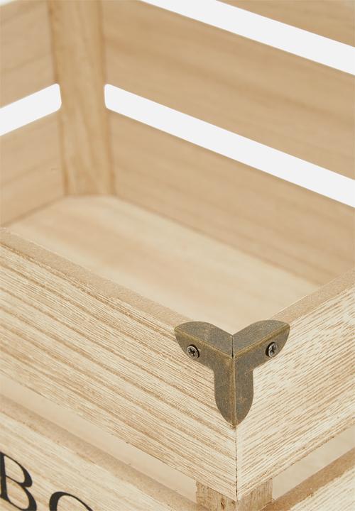 H&S - Wood crate organizer 3 pcs - natural