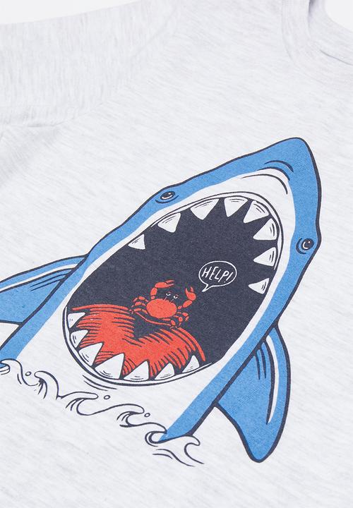 Superbalist - Boys 2 pack printed tee - ice melange & blue