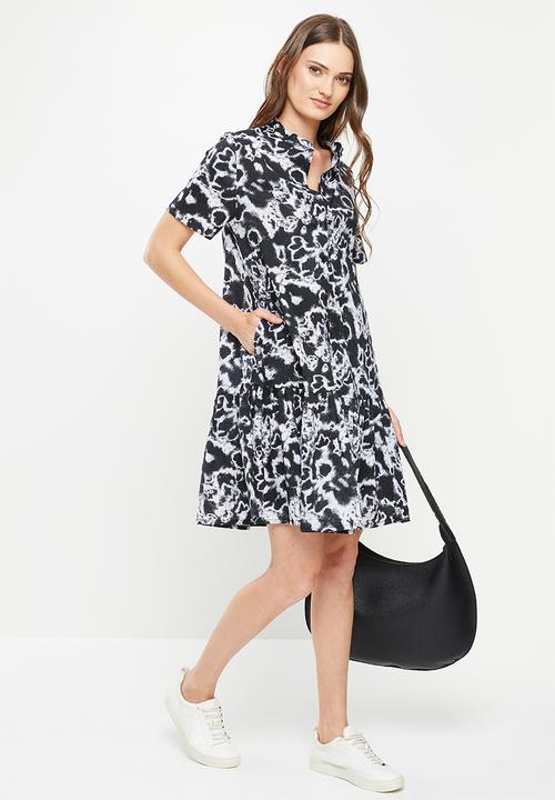 AMANDA LAIRD CHERRY - Oslo dress -  black & white tie dye