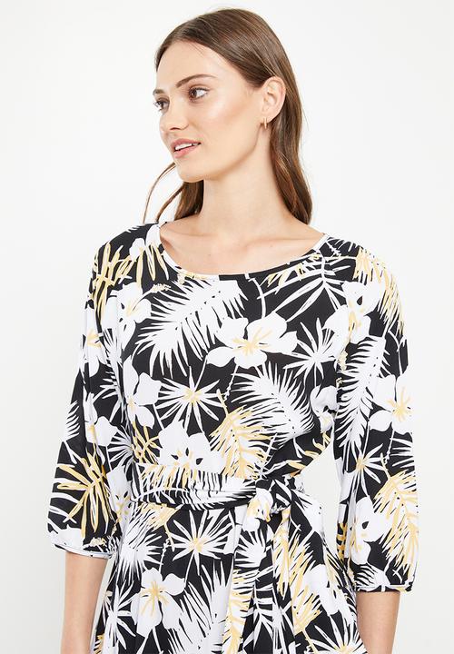 AMANDA LAIRD CHERRY - Elisa dress -  black/white/butter floral