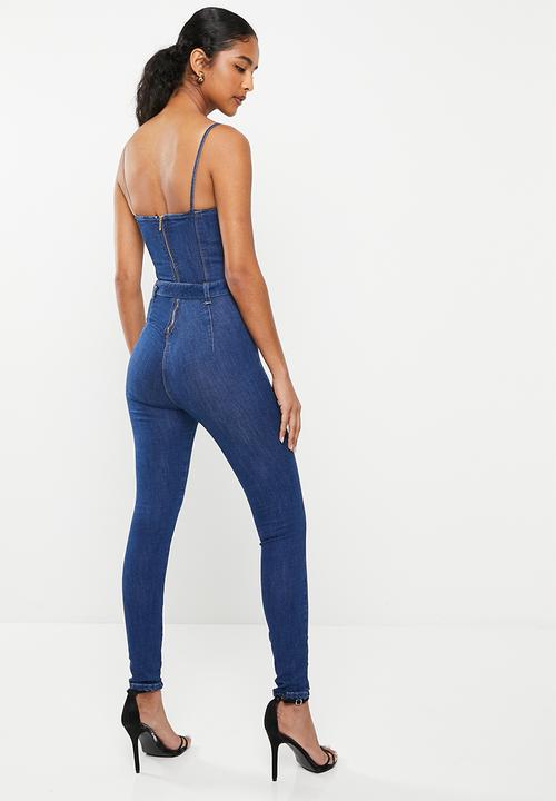 SISSY BOY - Baby blue: corset jumpsuit with belt - med vintage