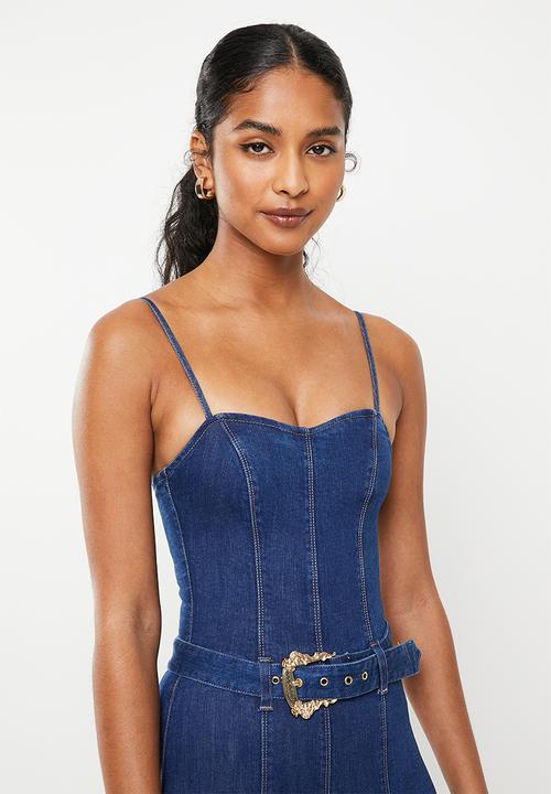 SISSY BOY - Baby blue: corset jumpsuit with belt - med vintage